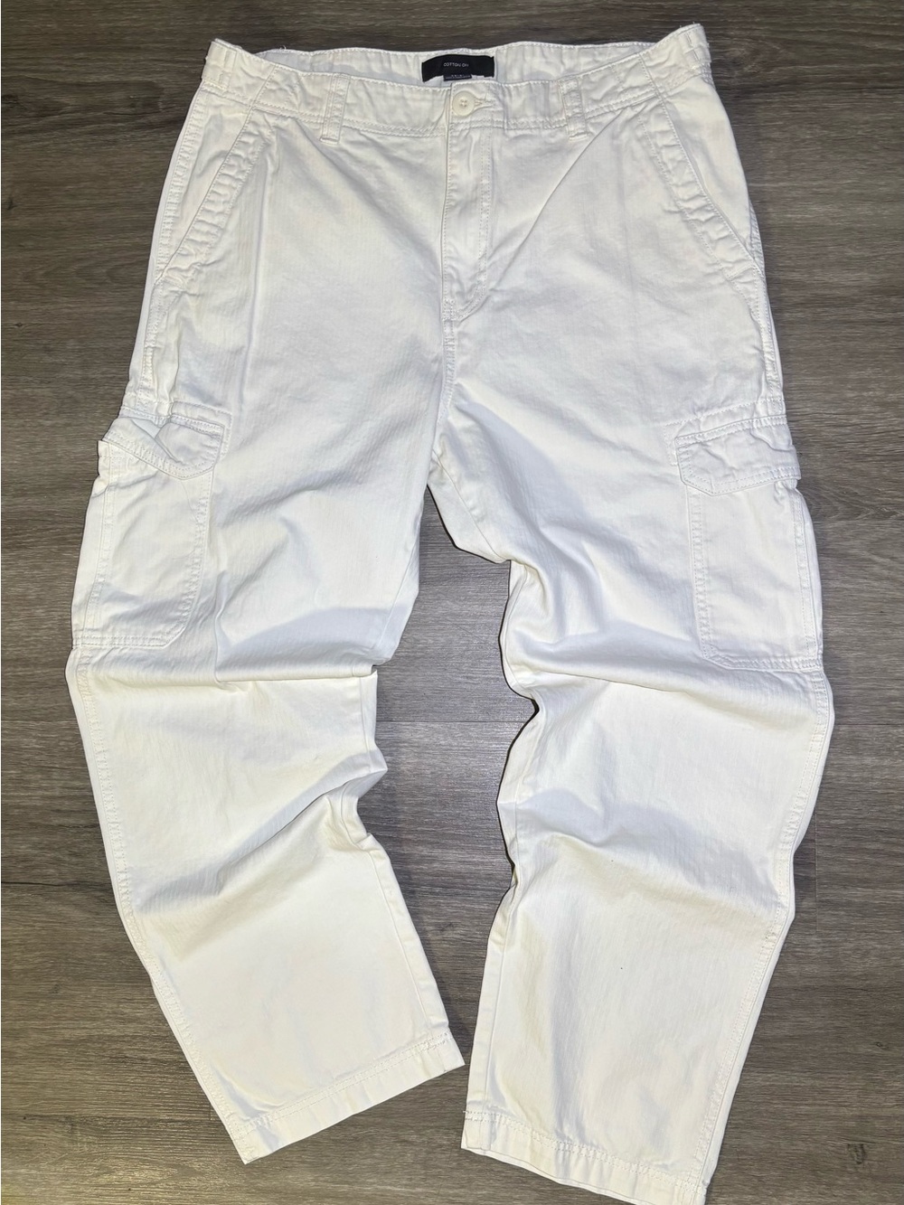 Egg shell white baggy cargo pants